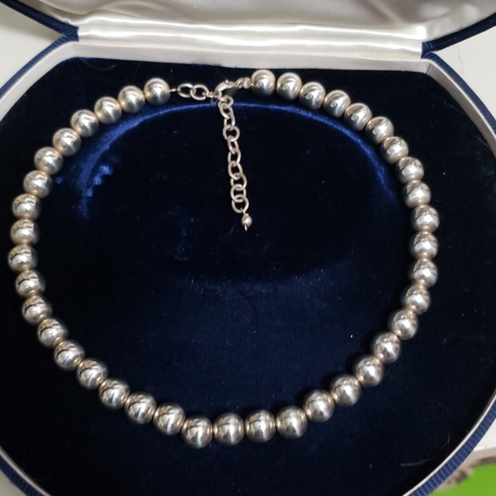 Silpada silver bead necklace 16" with extender